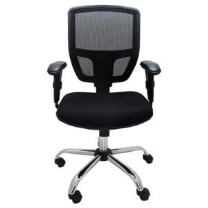 cadeira-diretor-para-escritorio-ergonomica-base-giratoria-cromada-tela-mesh-cayman-preta-frontal