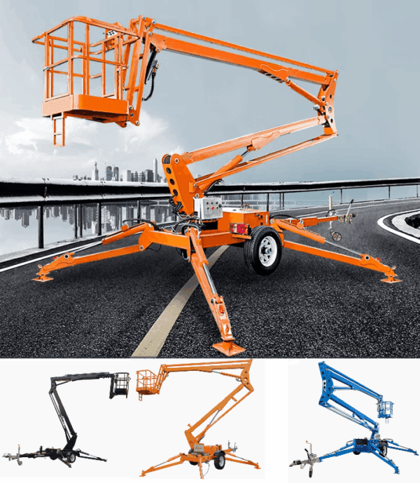 plataforma hidráulica articulada sobre reboque