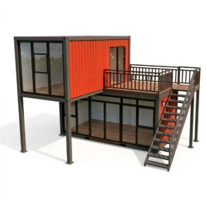 Escritório modular com terraço e vidro 03