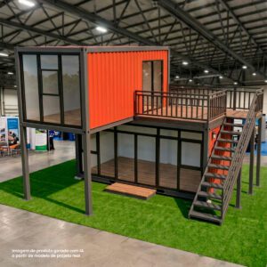 Escritório modular com terraço e vidro 04