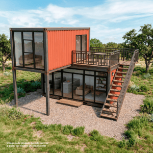 Escritório modular com terraço e vidro 01