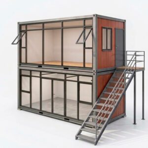 Escritório modular Container com parede de vidro 2 Pavimentos  01