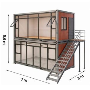 Escritório modular Container com parede de vidro 2 Pavimentos  05